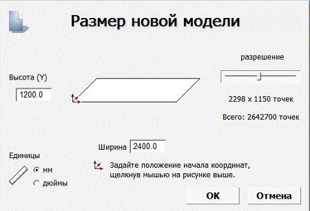 Размер модели для ЧПУ